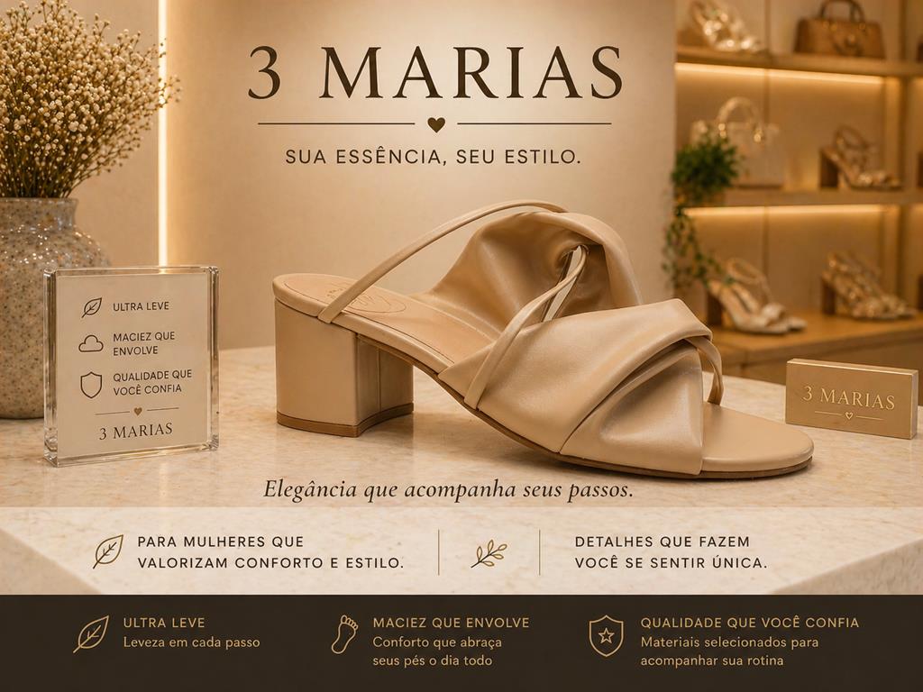 Sandália Salto Bloco - 3 Marias